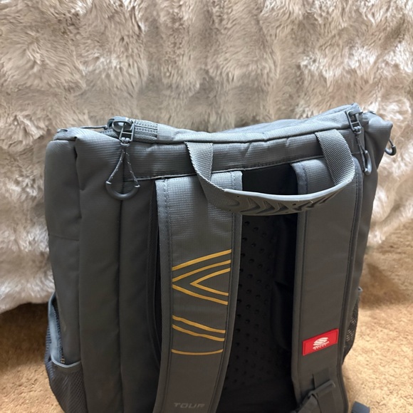 Stylish Gray pickleball Backpack with Gold Accents - Picture 5 of 14